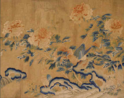 故宮繡品，刺繡收藏品，刺繡牡丹雉雞圖